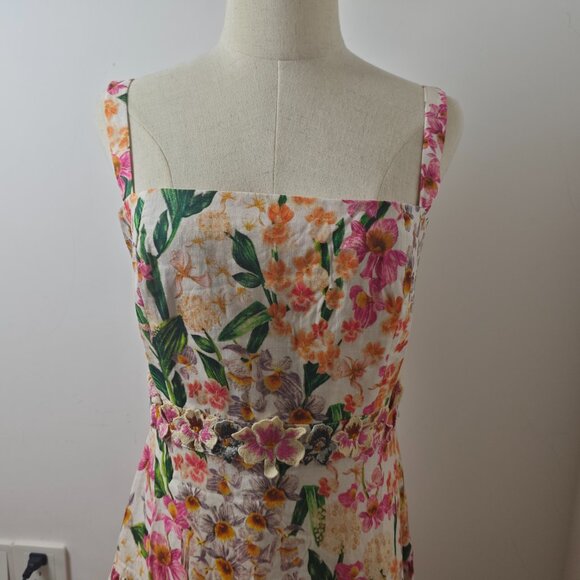 Lima Jardiniera Tiered Floral Linen Maxi Dress - Picture 6 of 15